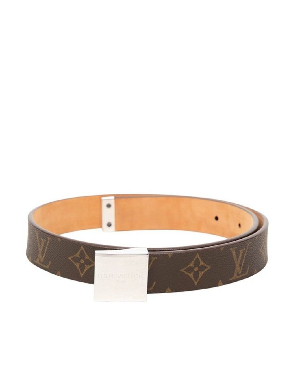 Louis Vuitton Monogram Ceinture Carre Belt Leather Logo Buckle Brown